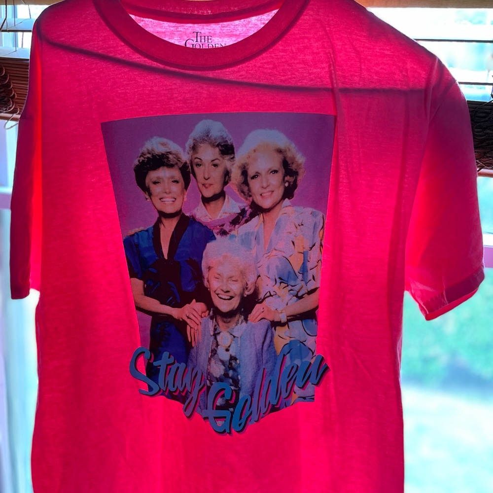 Golden Girls Mens Neon Pink Group Photo Graphic T-Shirt Men’s Size: Large
